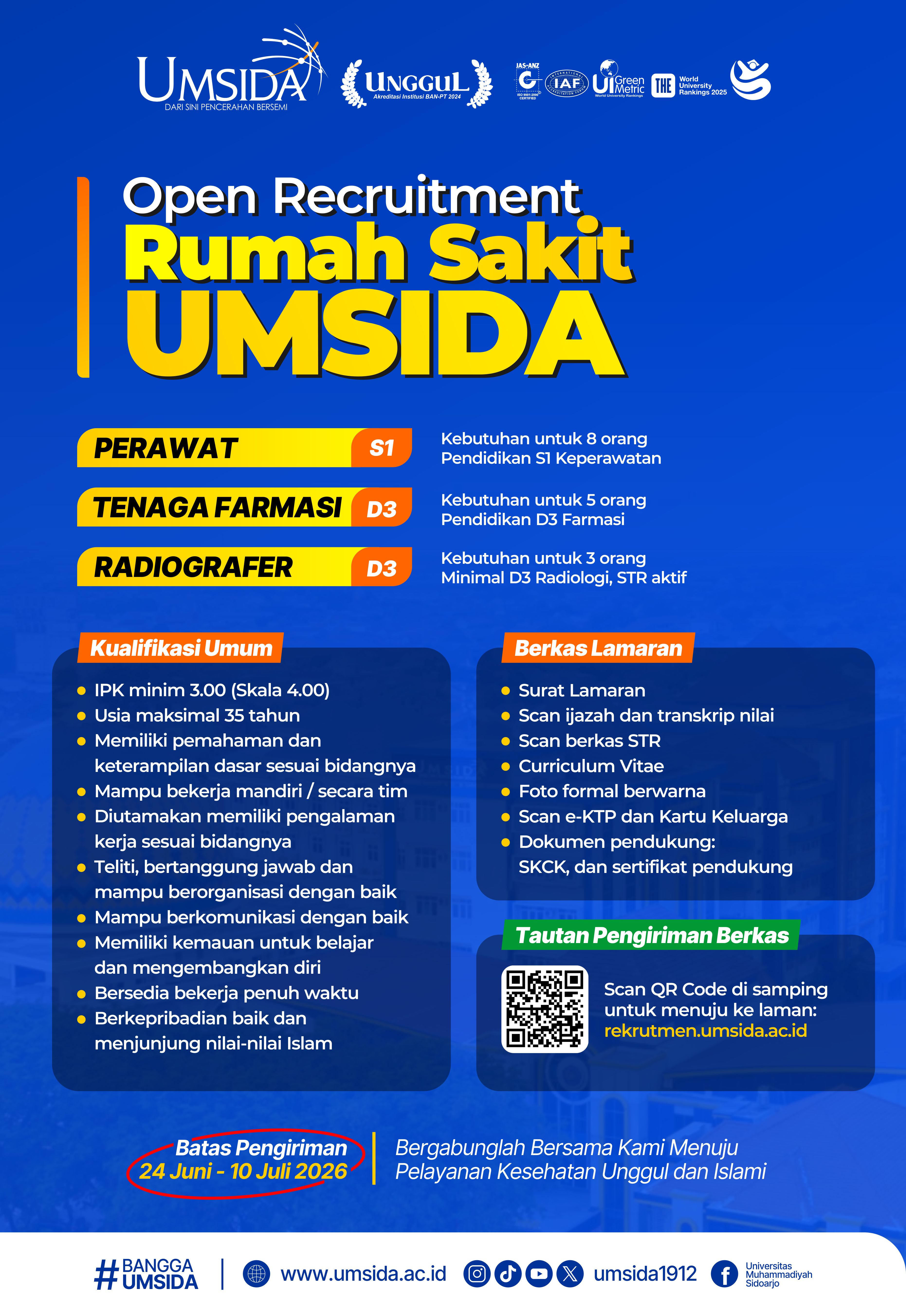 Pamflet Lowongan Perawat, Tenaga Farmasi dan Radiologi Rumah Sakit UMSIDA